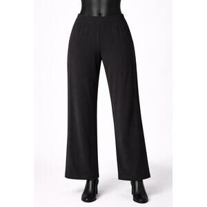 Denim & Co Active Womens Black Knit Wide‎ Leg Pull On Pants